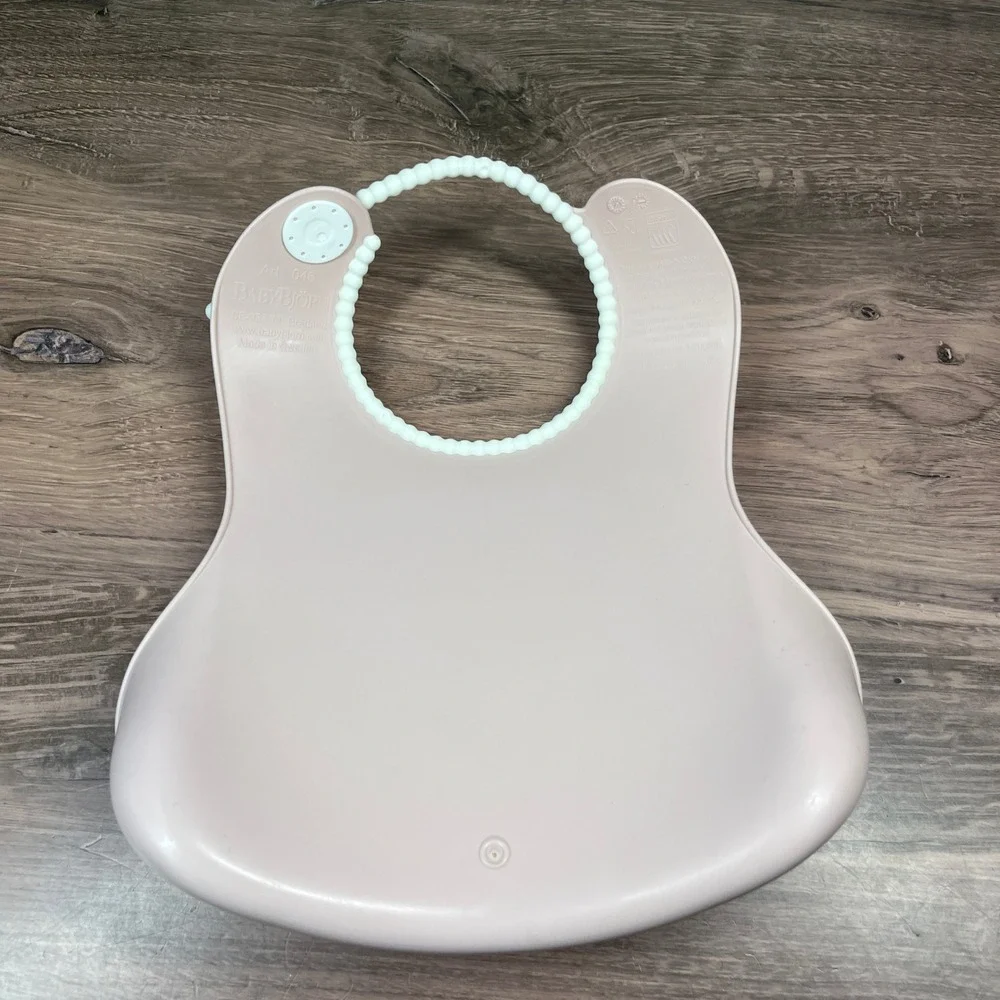 BabyBjorn Silicone Bibs Blue Pink Green 3-Pack Deep Pocket Adjustable BPA Free